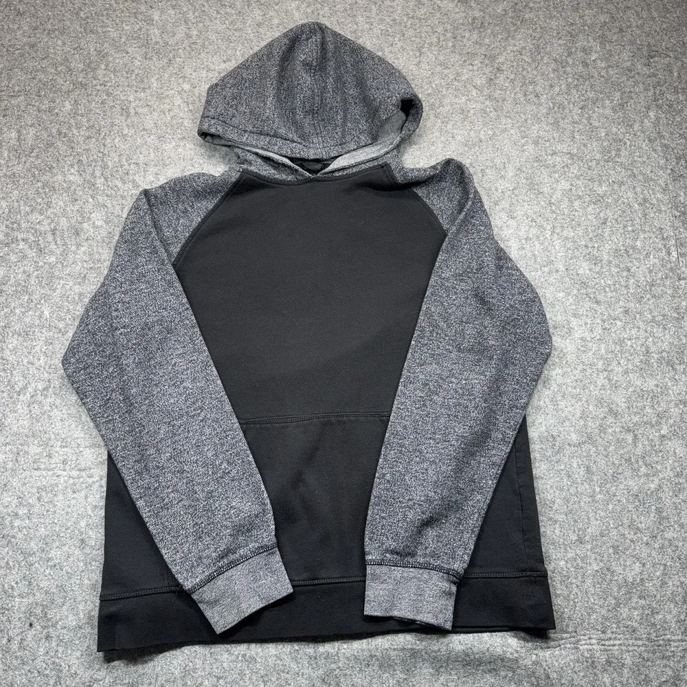 Zine Hoodie Sweatshirt Men's L Black Gray Pullover Long‎ Sleeve Pocket Skate